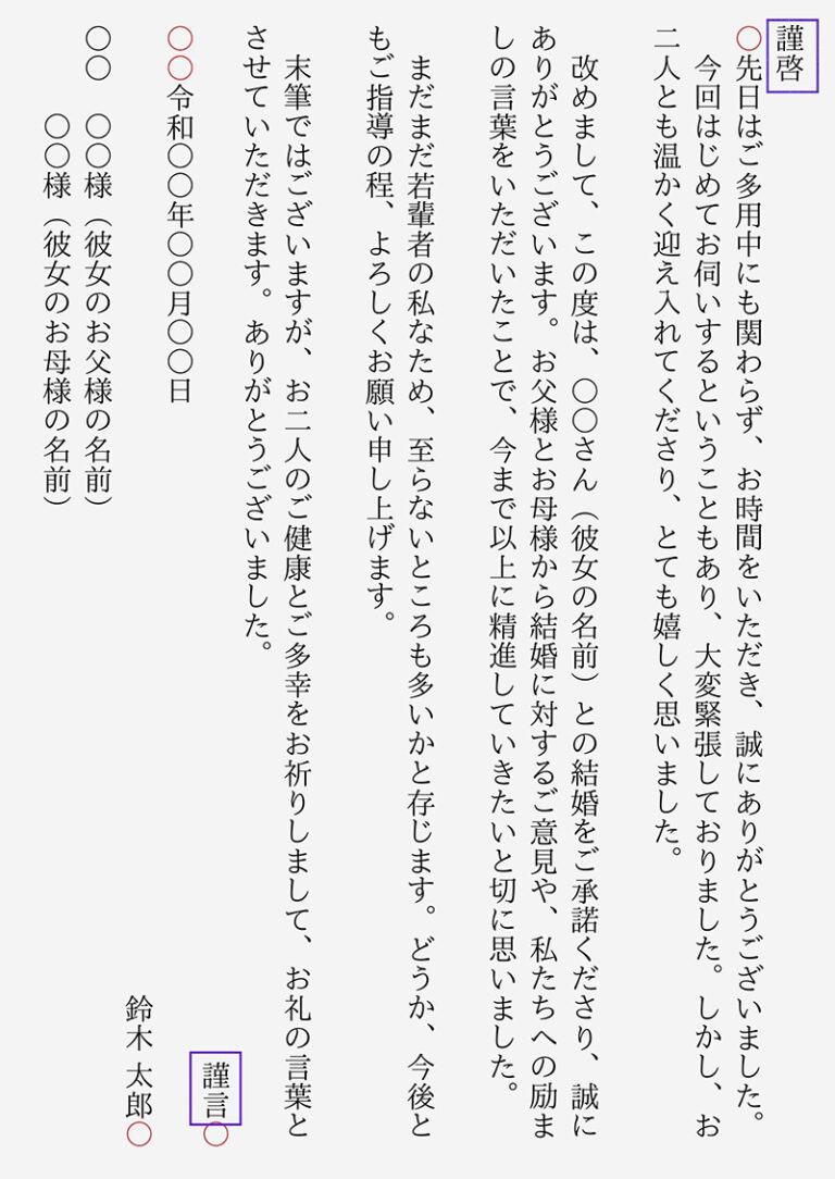 【コピペOK】結婚挨拶のお礼状で使える例文とLINEや手紙の書き方マナー